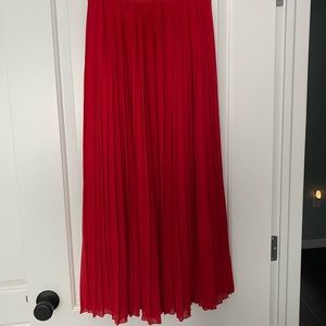 Pleated Red Maxi Skirt